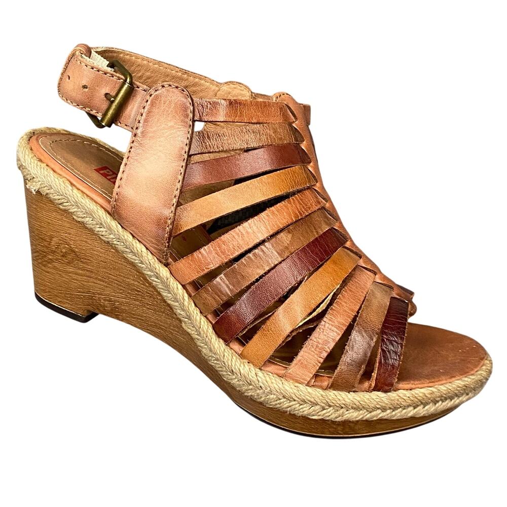Pikolinos Wedge Sandals Women Sz 8 US 38 EU Brown Ankle Strap